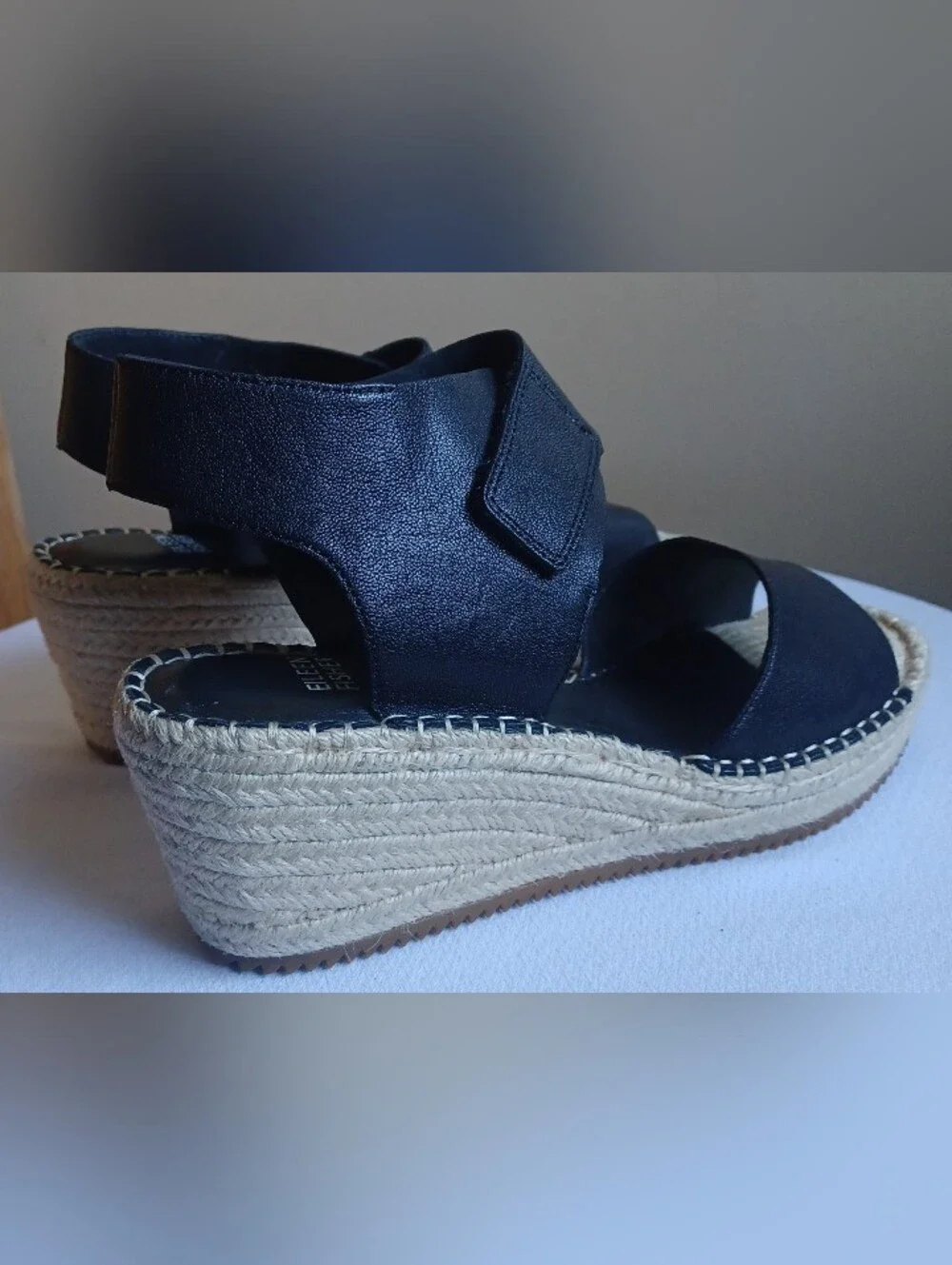 EILEEN FISHER Weslia Espadrille Wedge Sandal In Black 9.5